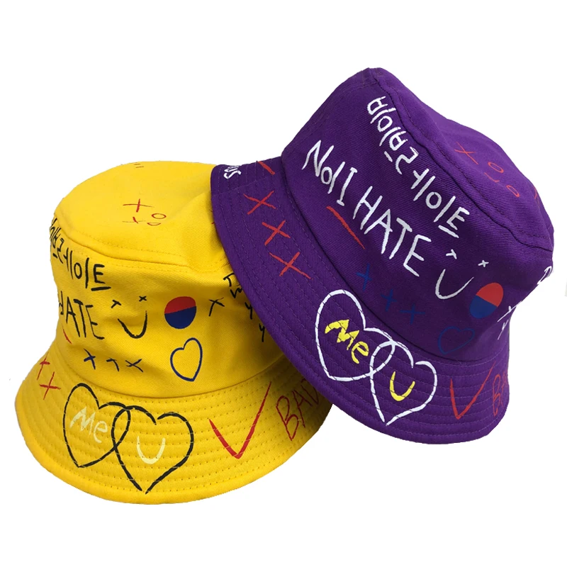 Unisex Fashion Neutral Graffiti Fisherman Hat Outdoor Hip Hop Cap Travel Bucket Classic Multicolor Sun For Men Women | Аксессуары для