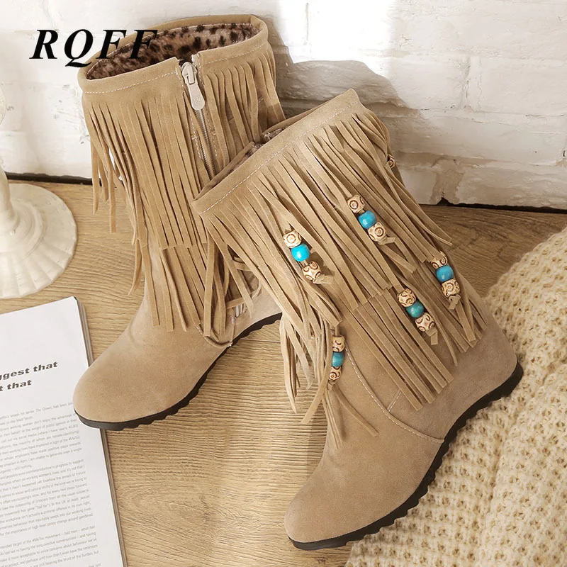 2019 г. Новая модная женская обувь ботильоны с бахромой на осень зиму Женские