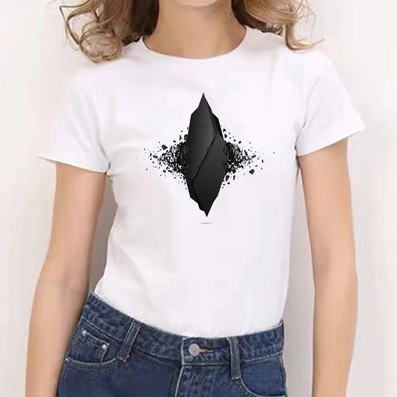 2021 недорогая футболка с геометрическим принтом и круглым вырезом повседневная