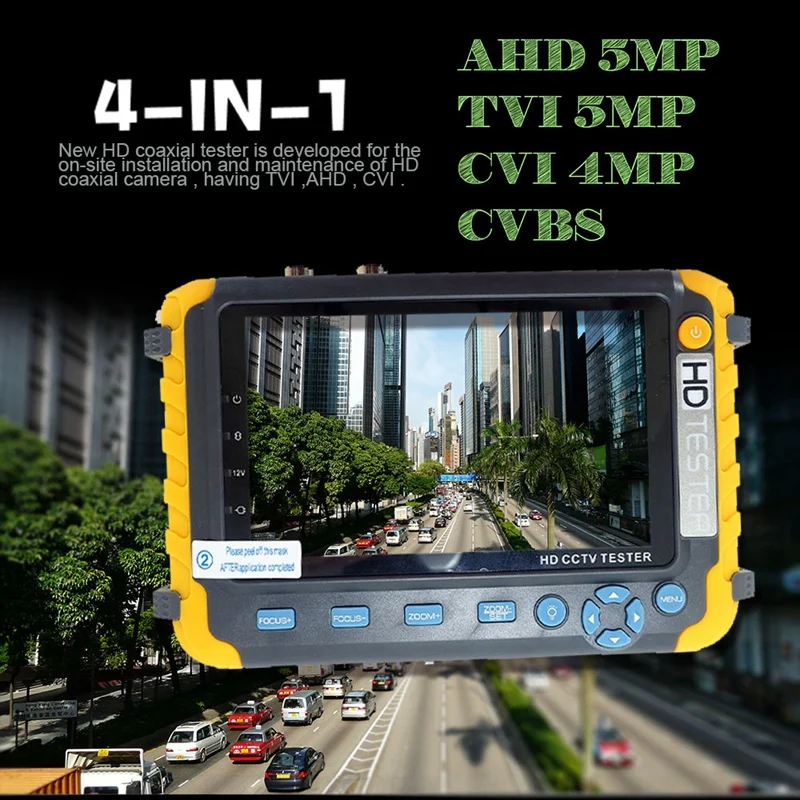 5 дюймов Tft ЖК-дисплей Hd 5Mp Tvi Ahd Cvi Cvbs аналоговый безопасности Камера Тестер монитор