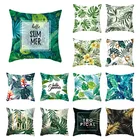 Летняя наволочка для подушки 45x45, зеленая наволочка для подушки с тропическими растениями, декоративная наволочка, Полиэстеровая наволочка для дивана, скандинавский Декор для дома