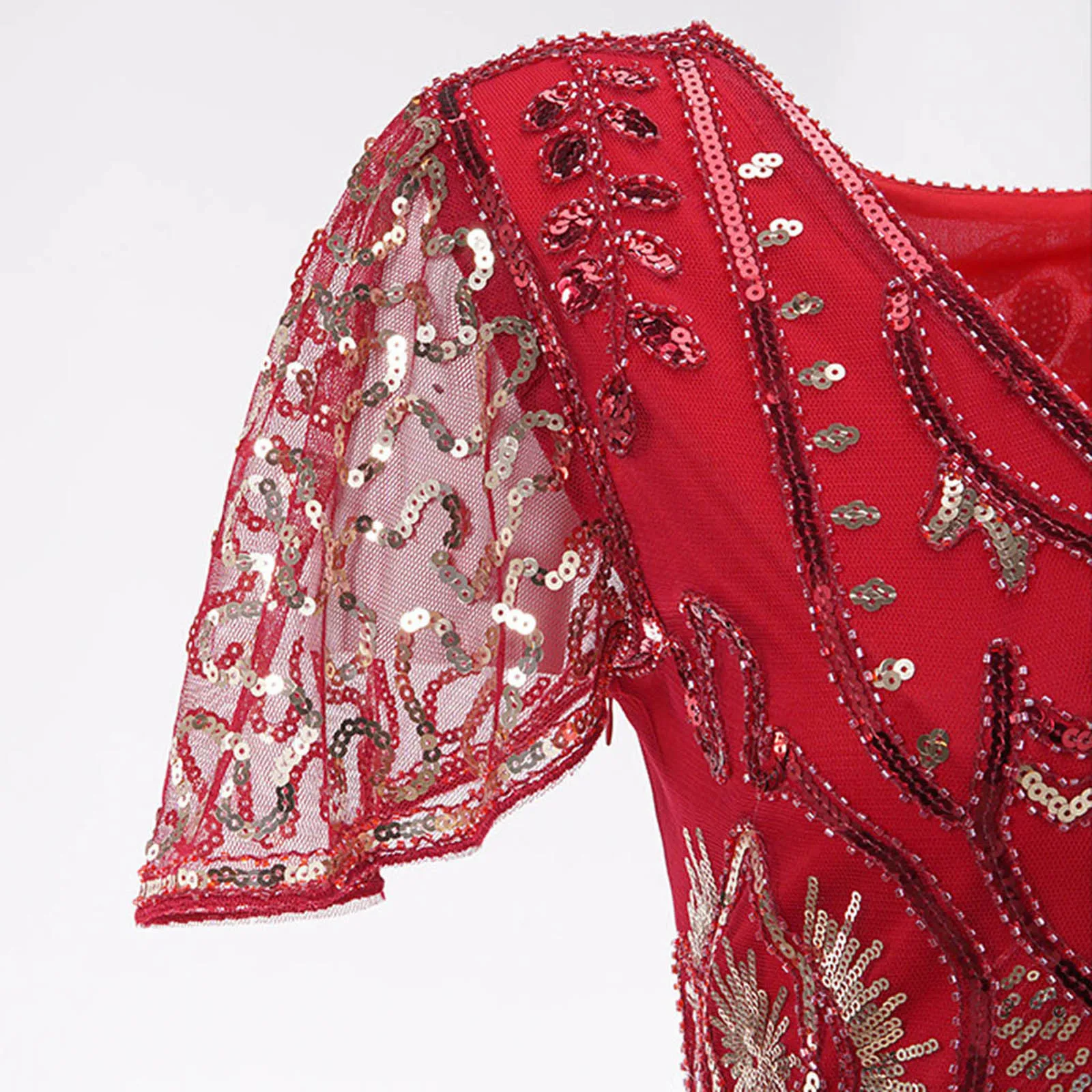 Женское винтажное коктейльное платье с кисточками облегающее миди V-образным