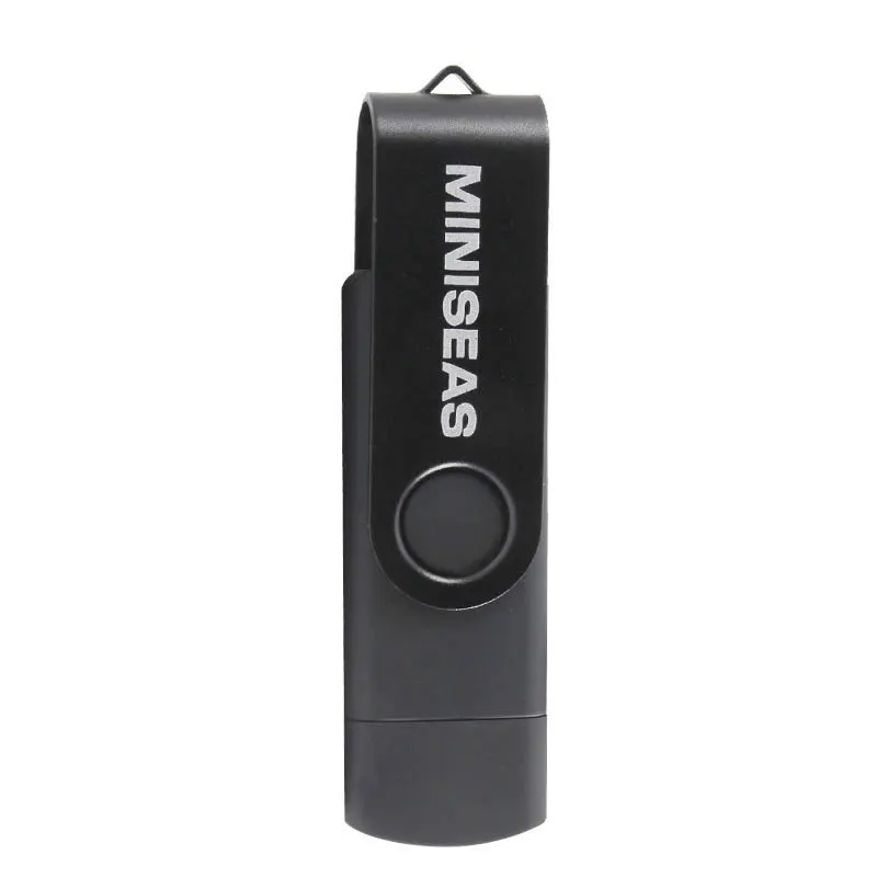 Черный Usb флеш-накопитель Miniseas, 8 цветов, вращение, OTG, телефон, ручка-накопитель, 4 ГБ, 8 ГБ, 16 ГБ, 32 ГБ, 64 ГБ, память, Usb флешка флеш-накопитель - Цвет: Черный