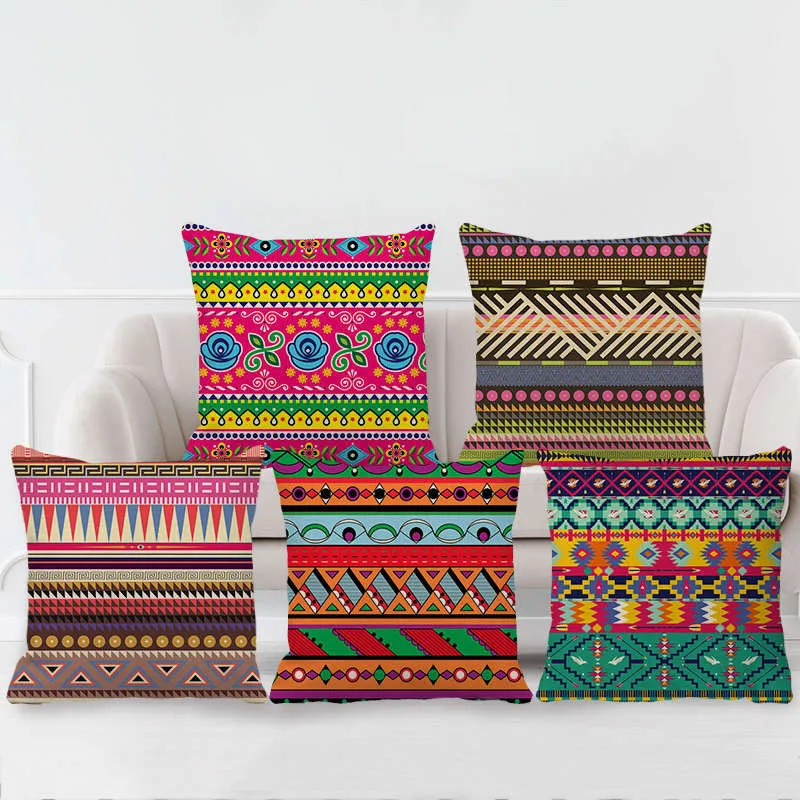 

Persian Print Cushion Cover Retro Linen 45x45cm Decorative Pillowcase Vintage Art Turkish Office Car Living Room Throw Pillows