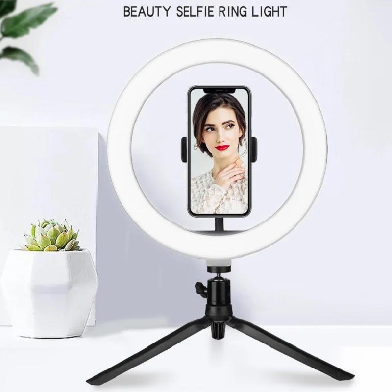 

10 Inch LED Ring Selfie Photography Light 360 Degree Rotation Fill Lamp Live Streaming Beauty Lights With Tripod & Phone Holder