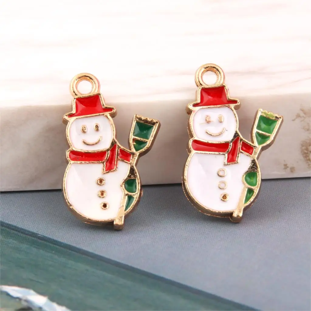 

20Pcs Enamel Lovely Snowman Charms Making Bracelet Christmas Day Gift DIY Jewelry Accessories 22X14mm A3087