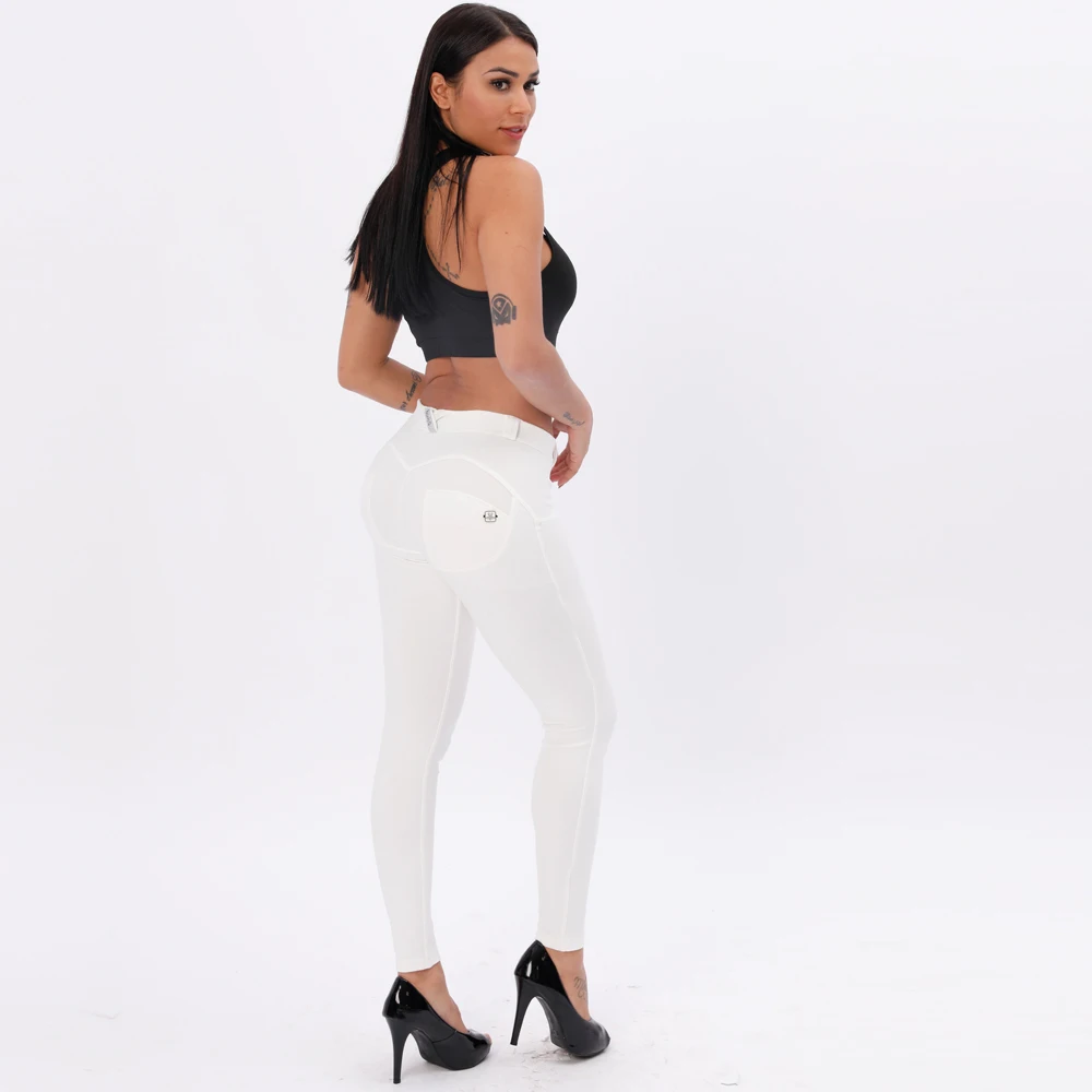 Женские силиконовые леггинсы Melody AK белые с рюшами на спине подтяжка ягодиц пуш