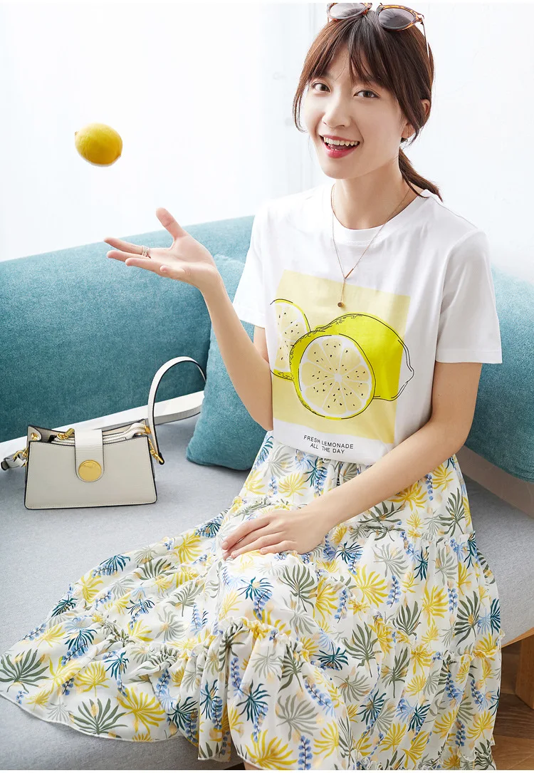 Женская футболка с короткими рукавами Повседневная Свободная круглым вырезом и