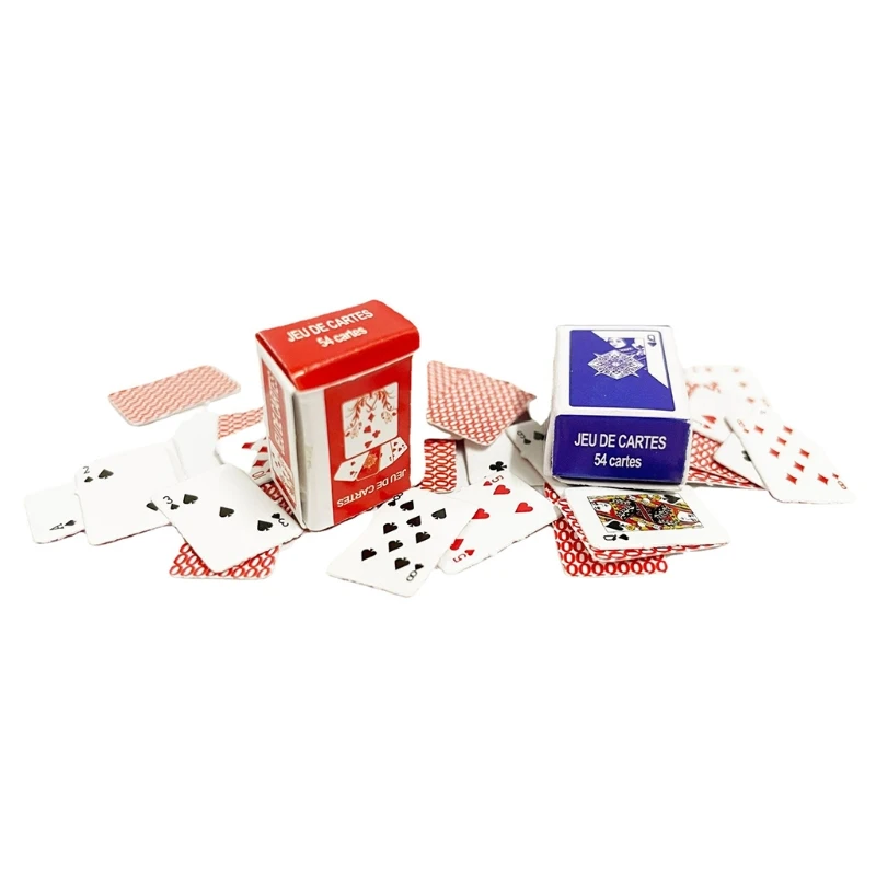 

Toy Model Mini Playing Cards Miniature Game Poker Deck for 1/12 Doll House Living Room Office Accessory Kids Role Play