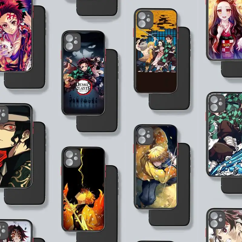 

Anime Demon Slayer Kimetsu no Yaiba Phone Case Matte Transparent for iPhone 7 8 11 12 s mini pro X XS XR MAX Plus coque