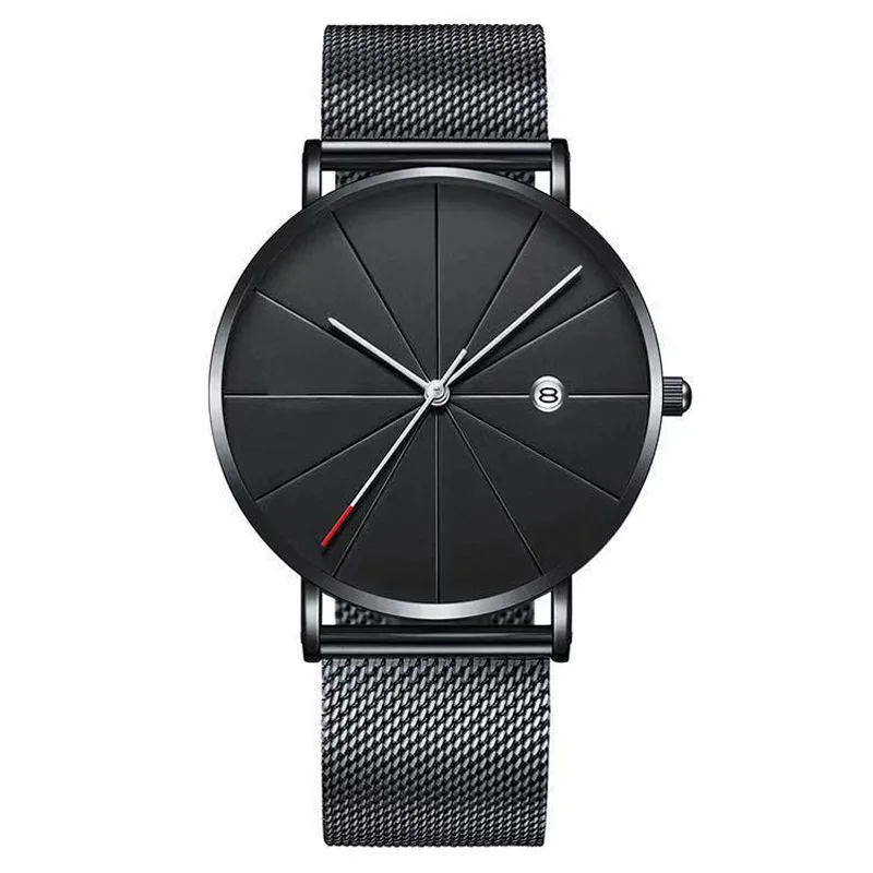 

MREURIO Men's Watch Unique Design Large Dial Calendar Function Milan Mesh Watchband Strap Simple Fashion Quartz Watch For Men