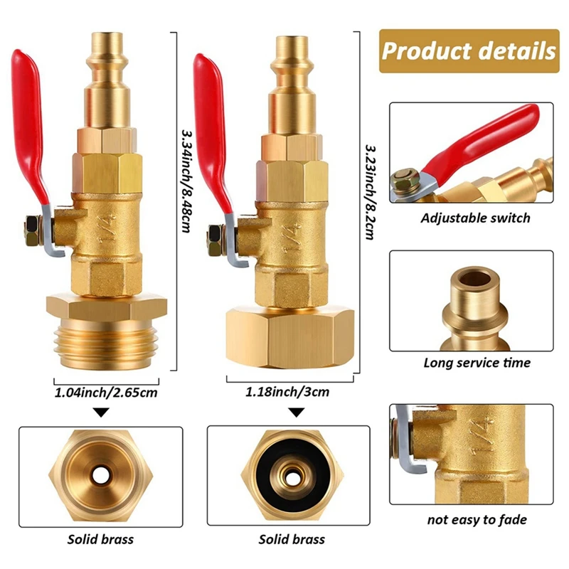 

Winter Adapter with 1/4 Inch Male Quick Connect Plug and 3/4 Inch Male GHT Thread,Winter Quick Adapter with Ball Valve