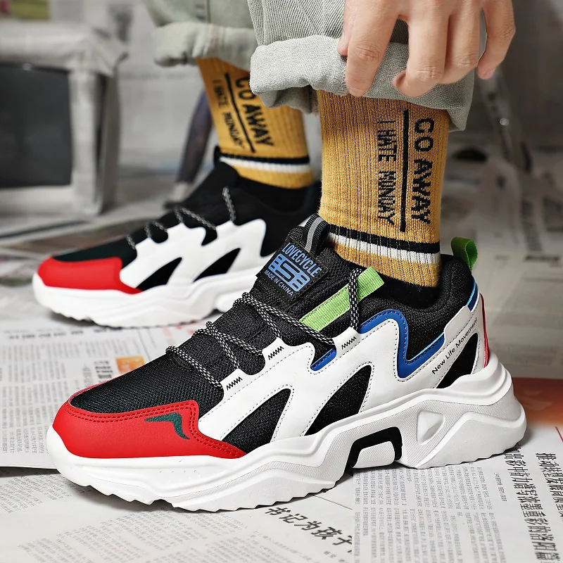 

2021 New Fashion Breathable Walking Shoes Chunky Sneakers for Men Lightweight Sport Running Shoes Male Comfor Jogging Sneakers