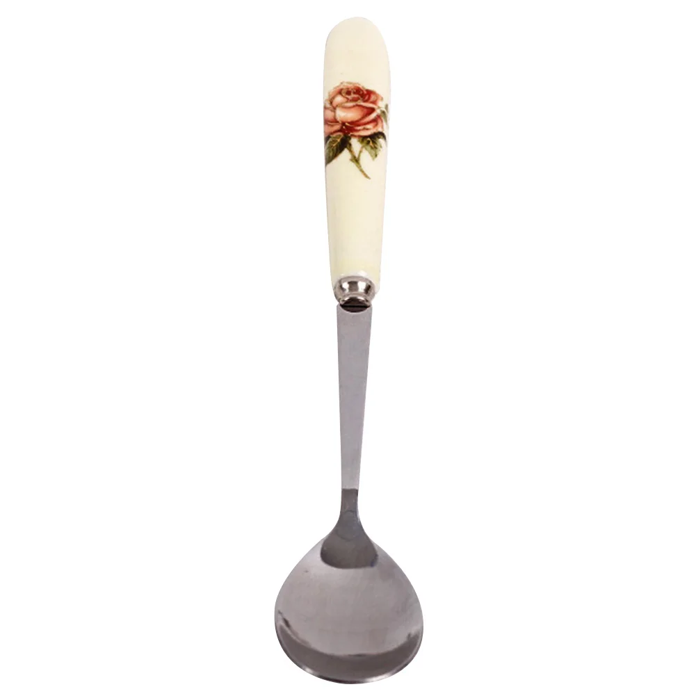 5 шт./компл. 15 см милый цветочный узор Керамика ручкой ложки перемешать Высокое