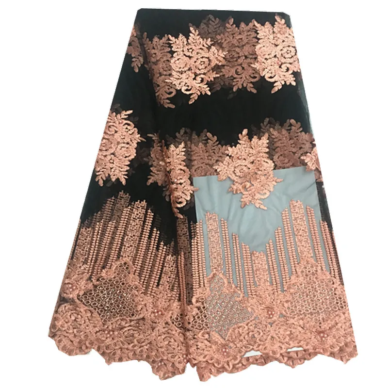 

French Special sale Tulle Lace Fabric With Beads High African Nigerian Mesh Lace Fabric For Wedding Dress