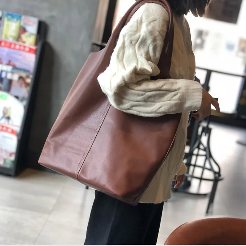 

Genuine Leather Shoulder Bag Women Fashion Cowhide Leather Handbag Large New Female Tote Bag Top Handle Bag Lady Briefcases