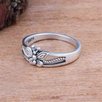 vintage silver plated carved butterfly ring ladies bohemian exquisite handmade ring birthday friend party fashion jewelry gift