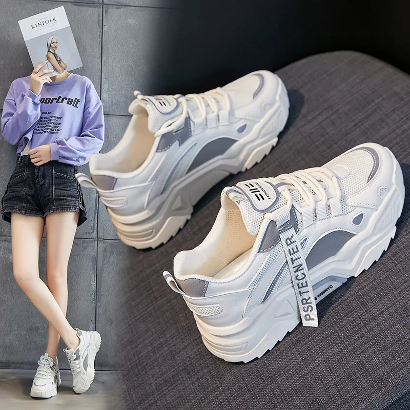 

Модные старые туфли, новинка весны 2022, корейские повседневные кроссовки для бега, универсальная спортивная обувь на толстой подошве