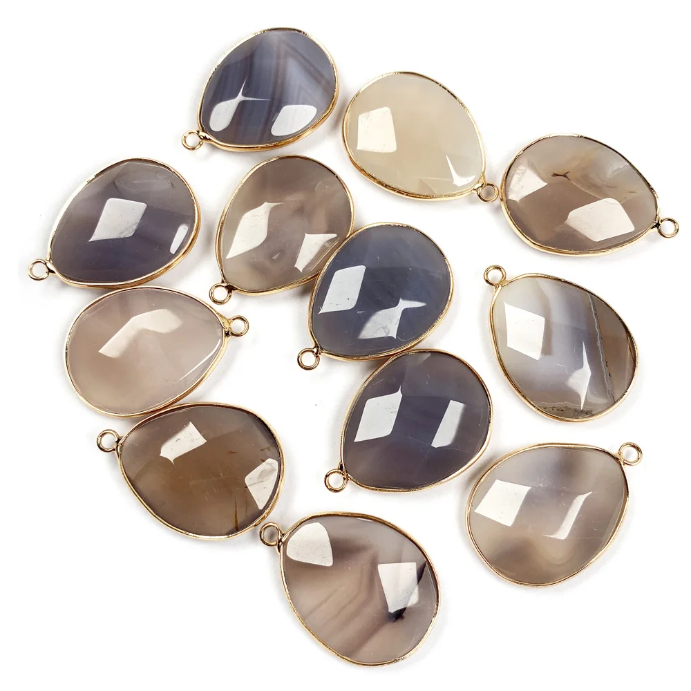 

Natural Stone Agates Pendant Water Drop Shape Exquisite Pendants Charms for Jewelry Making DIY Necklaces Accessories size23x33mm