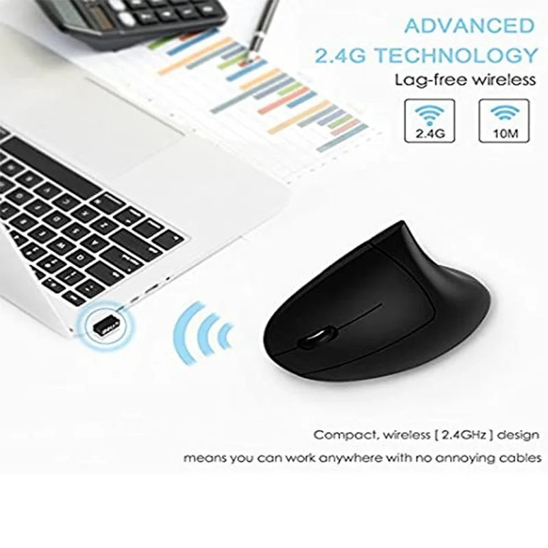 

Left Hand Mouse Ergonomic Vertical Mouse Computer Gaming Mice 800/1200/1600 DPI USB Optical Wireless Mause for PC