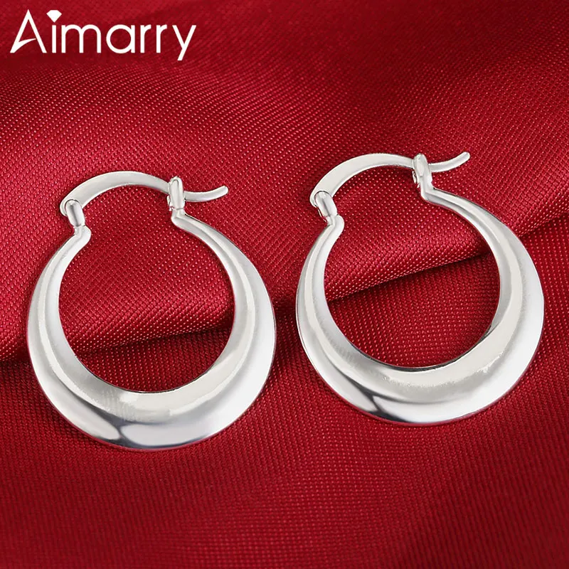 

Aimarry 925 Sterling Silver 30MM circle crescent Earrings For Women Charm Party Christmas Gifts Wedding Fashion Jewelry