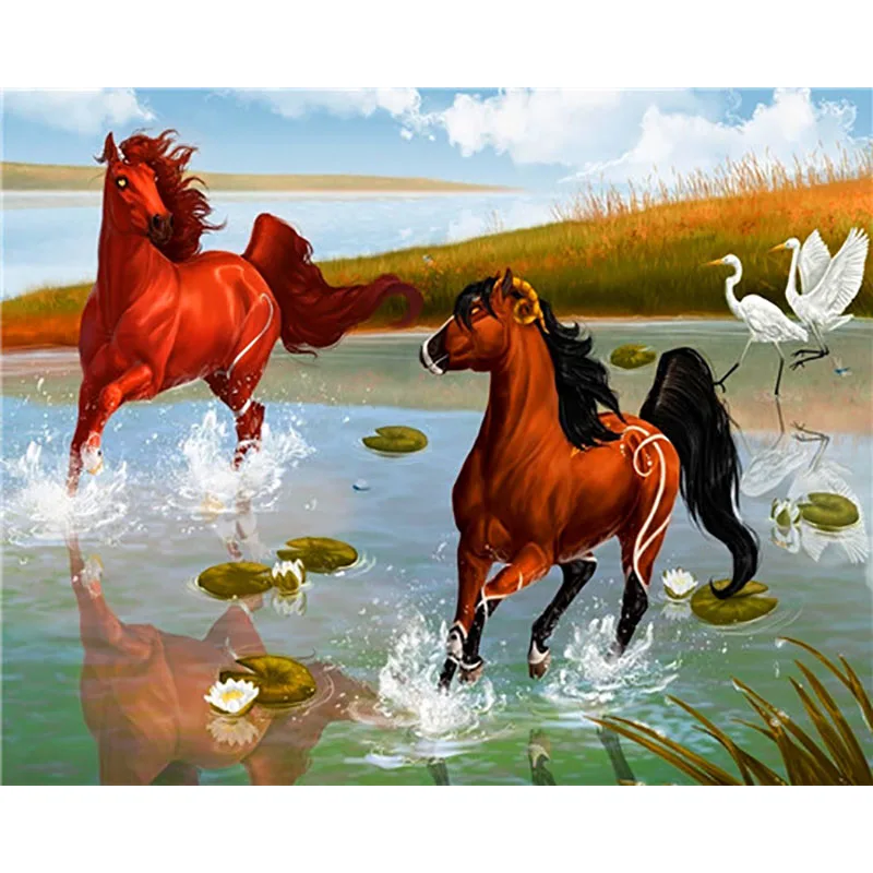 paint by numbers23 DIY краски по номерам Lienzo Pintura por Numero картины по номерам Pintar por Numeros лошадь пронумерованные картины - Цвет: paint by numbers23