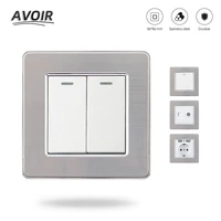 avoir 1 2 3 4 gang 1 2 way button light switch interruptor eu fr usb socket mounting box stainless steel panel lamp light