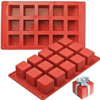 15 cavity cube square shape silicone mold for cake decorating tools diy dessert cake moulds for kitchen baking tool