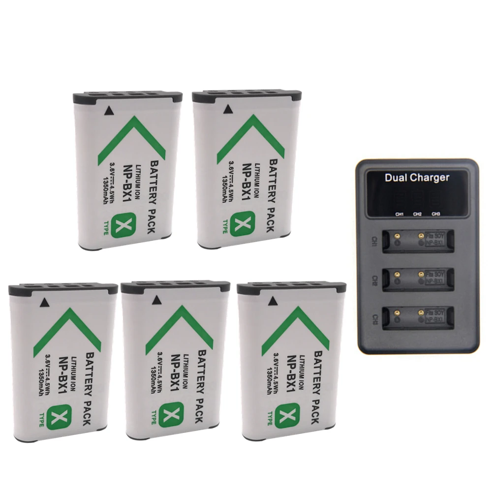 charger and 5battery NP-BX1 npbx1 np bx1 np bx1 Батарея для sony DSC-RX100 DSC-WX500 Характеристическая вязкость полимера HX300 WX300 HDR-AS15 X3000R MV1 AS30V HDR-AS300 as100v as200v - Цвет: charger and 5battery