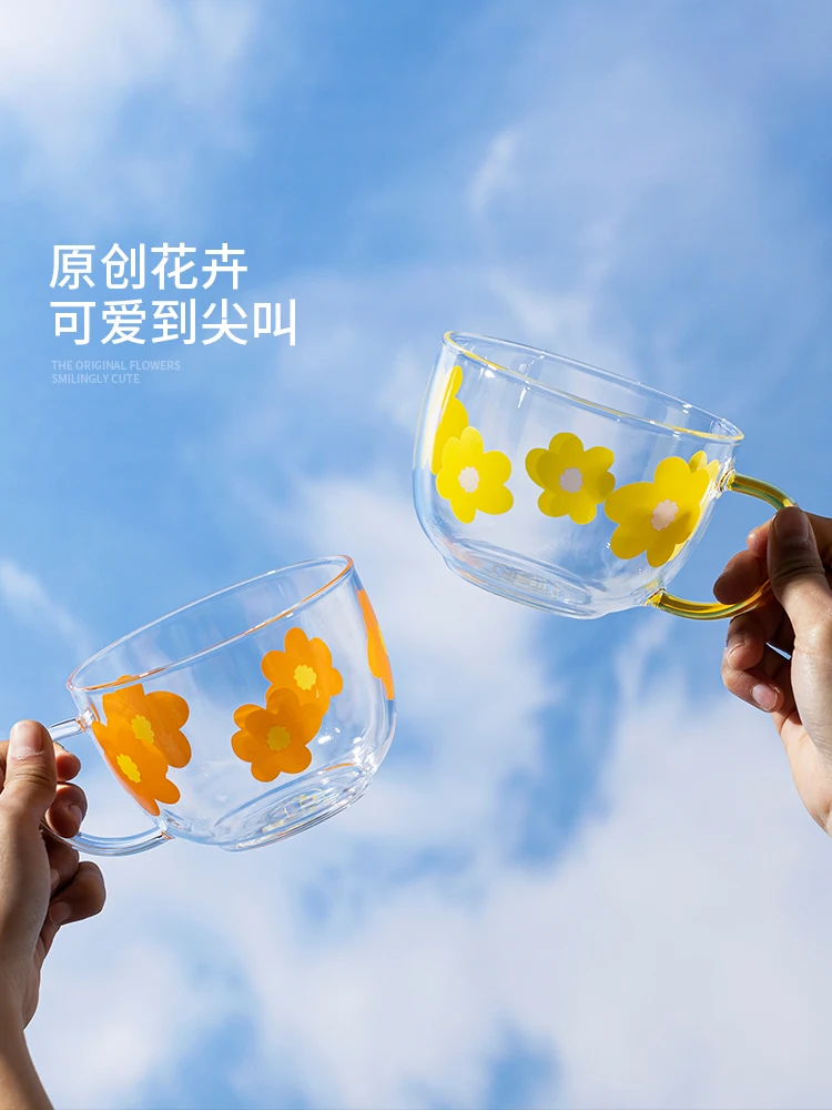 

Glass household simple Mori high-value cups women take breakfast cups, teacups and cups