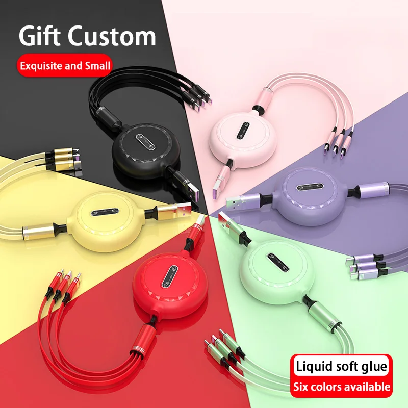 3 в 1 выдвижной USB-кабель для зарядки iPhone 11 12 13 Pro Max, зарядного устройства для телефона Type C и Xiaomi Redmi Note 10s.