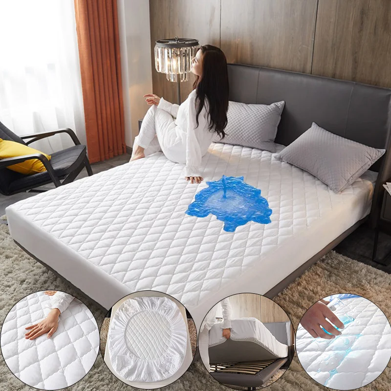 

Quilted Fitted Mattress Pad Waterproof Mattress Protector Breathable Bed Protector Bed Bug Mattress Topper Cover Fitted Sheet