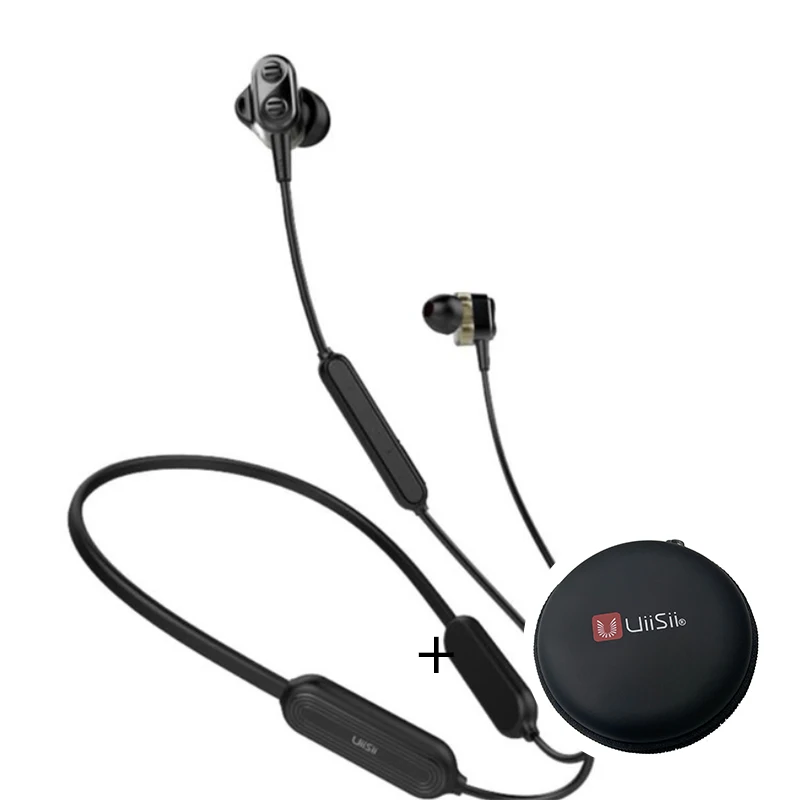 UiiSii BN90 Спортивная Беговая Беспроводная Bluetooth гарнитура HIFI гибридная технология IPX5 Водонепроницаемая CSR BT4.1 гарнитура для Android ios - Цвет: BN90 Black And Box