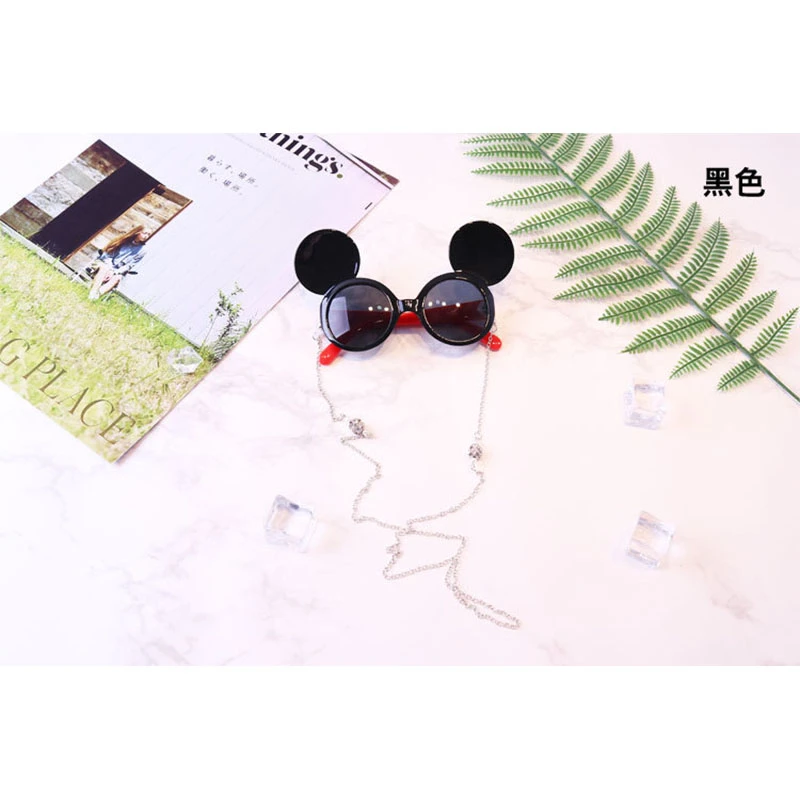 Микки Минни Маус Новые солнцезащитные очки детские силиконовые цепь для девочек