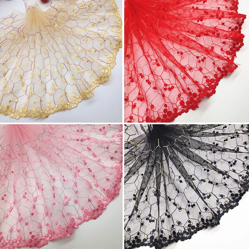 1 ярд Изысканная кружевная ткань с цветочной вышивкой отделка для шитья