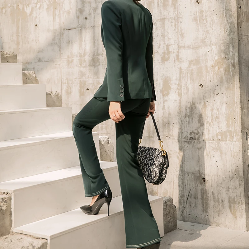 

Lenshin High-quality 2 Piece Set Fashion Pant Suit Office Lady Designs Women Business Blazer Jacket and Flared Trousers