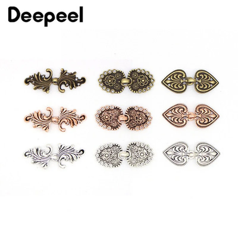 

10pairs Deepeel 20*50mm Metal Bags Button Retro Fashion Shawl Metal Buckles for Belt DIY Fur Garment Crafts Sewing Accessories