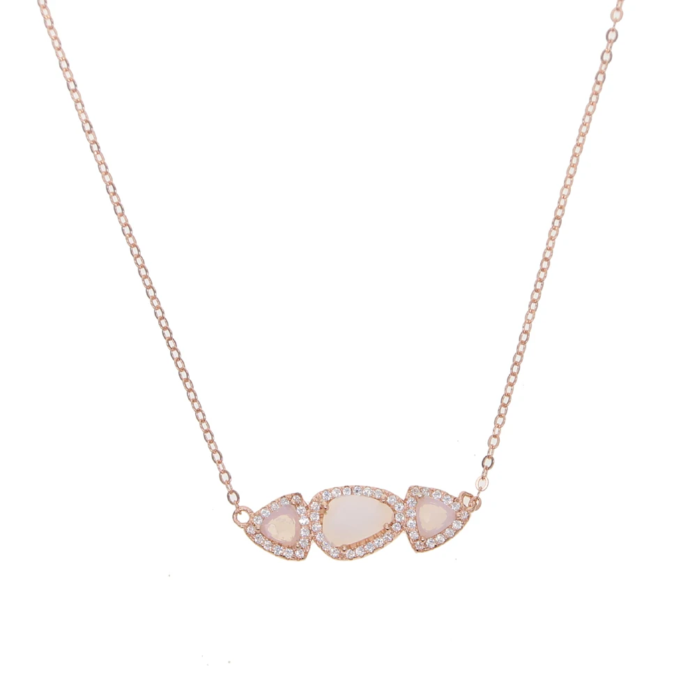 Гарантия 100% 925 пробы Серебряное ожерелье с драгоценным камнем тройной камни cz