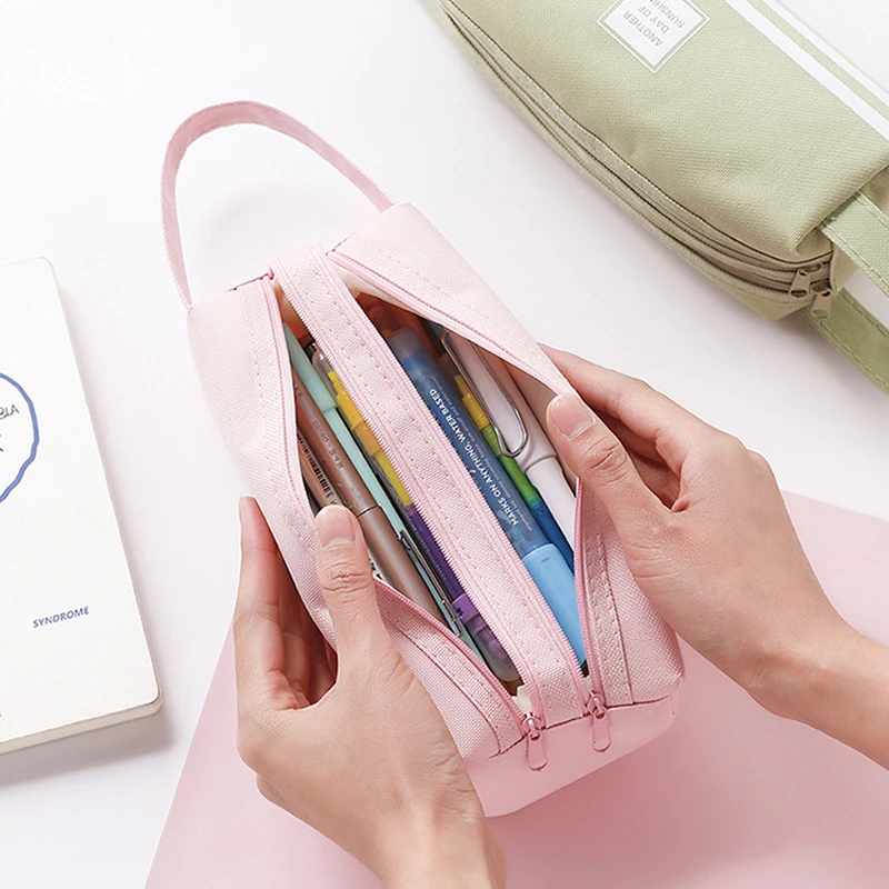 Лаконичный чехол для карандашей вместительная однотонная школьная