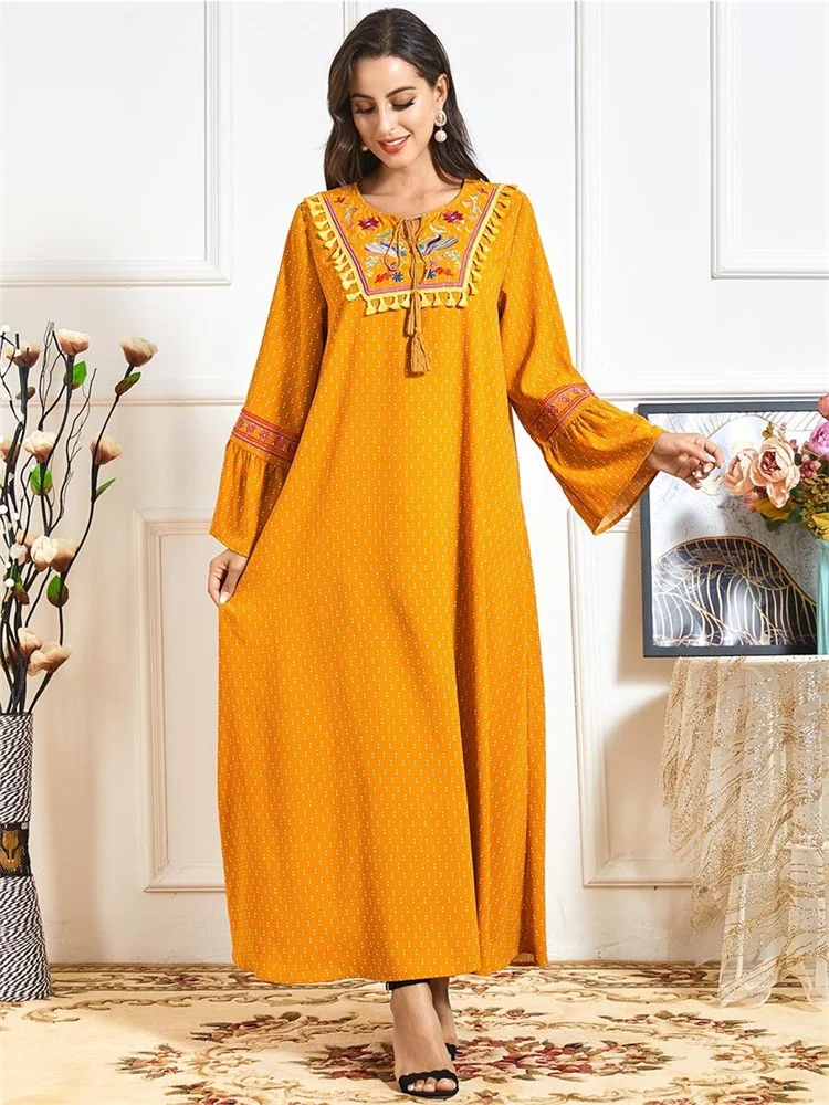 Siskakia Этническая панель с кисточками вышитые Макси длинное платье для женщин