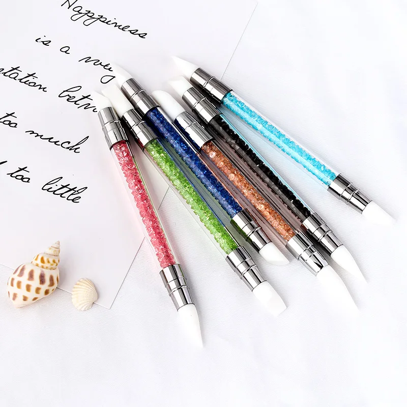 

Nail Brushes Mirror Glitter Handle Acrylic Polish Picker Pen Glitter Manicure Tools Double end nail art Dotting Gradient