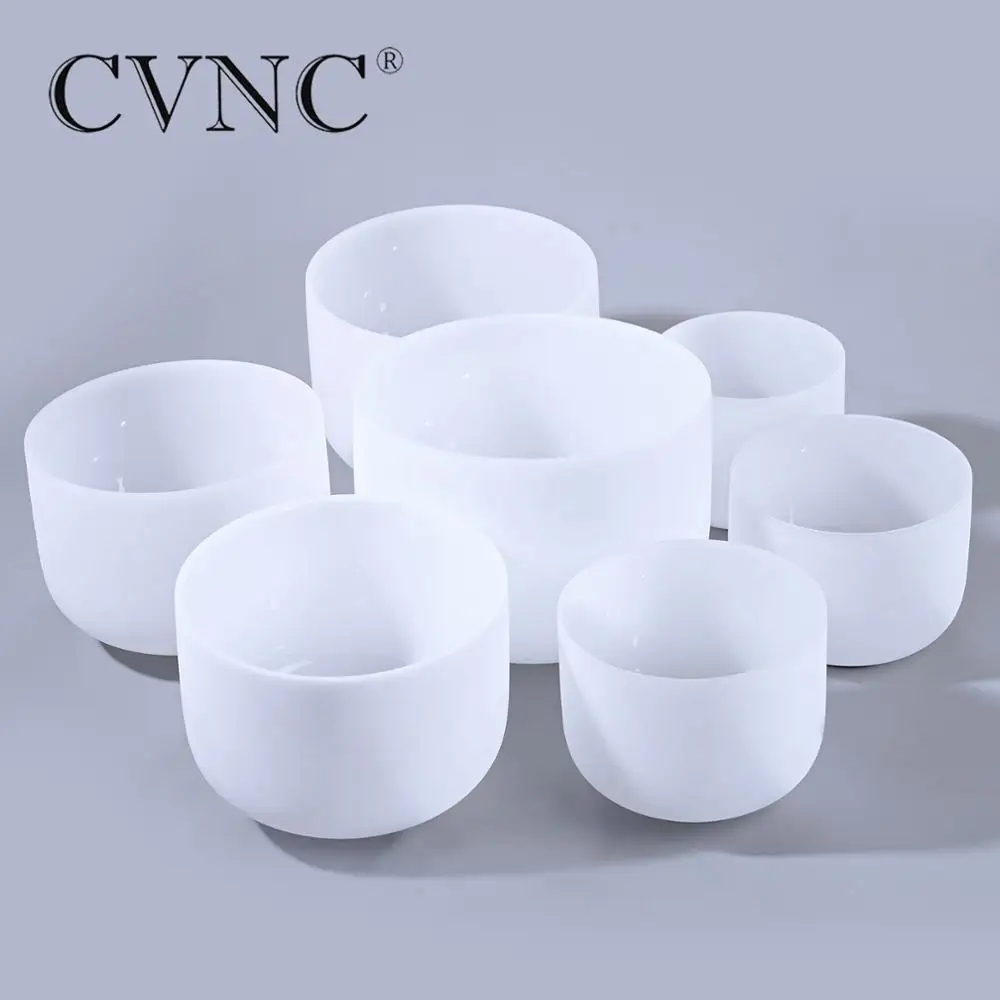CVNC 8 " 12" чакра Набор из 7 шт Примечание C D E F G A B Матовый Кварцевый Поющий мисок