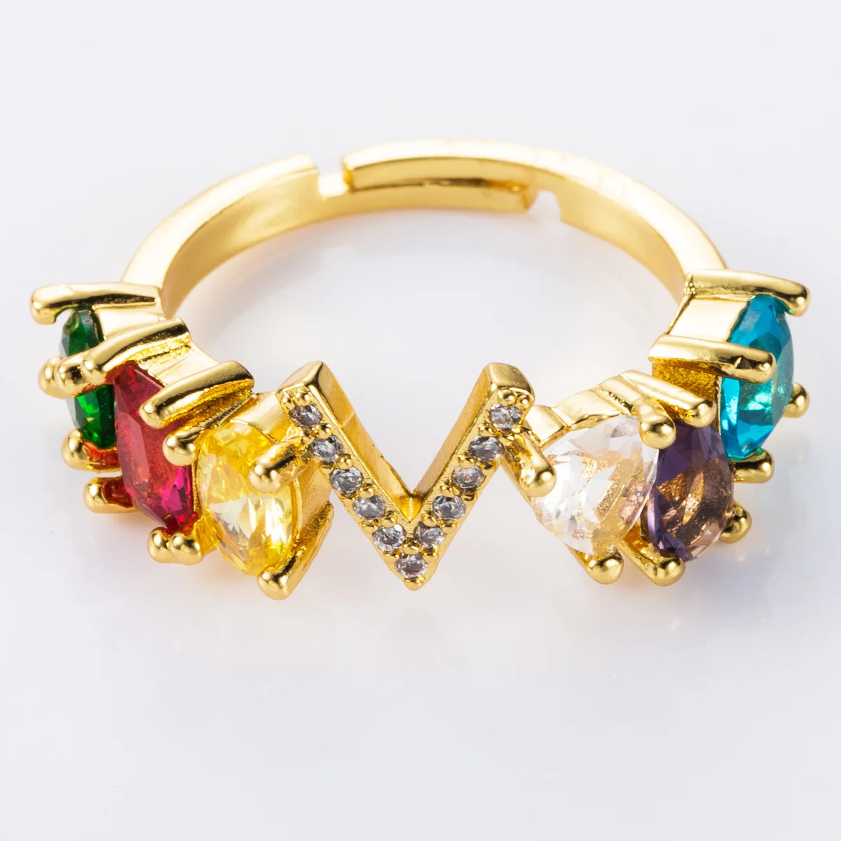Индивидуальное регулируемое A Z кольцо с радужным буквенным принтом богемное