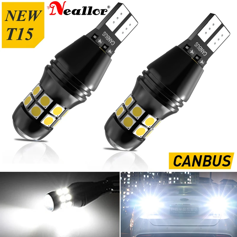 

2PCS T15 W16W WY16W Super Bright 1600Lm LED Bulbs Canbus No Error Car Backup Reserve Light Auto Tail Brake Lamp White Diode 912