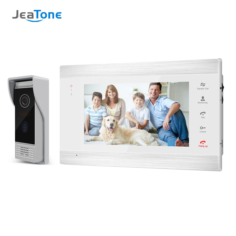 Jeatone 7 inch Video Doorbell Monitor Intercom With 1200TVL Outdoor Camera Door Phone Intercom System,Support  Unlock and Record