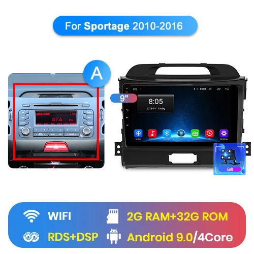 WIFI (2GB 32GB) A Junsun V1 2G+ 32G Android 9,0 DSP автомобильный Радио Мультимедиа Видео плеер навигация gps 2 din для KIA Sportage 3 2010 2011- без dvd - Цвет: WIFI (2GB 32GB) A
