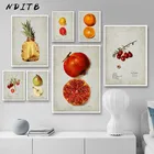 Холст с изображением фруктов и овощей, настенный постер для кухни, столовой, постер с изображением оранжевого ананаса, художественная живопись, винтажная картина, украшение для ресторана
