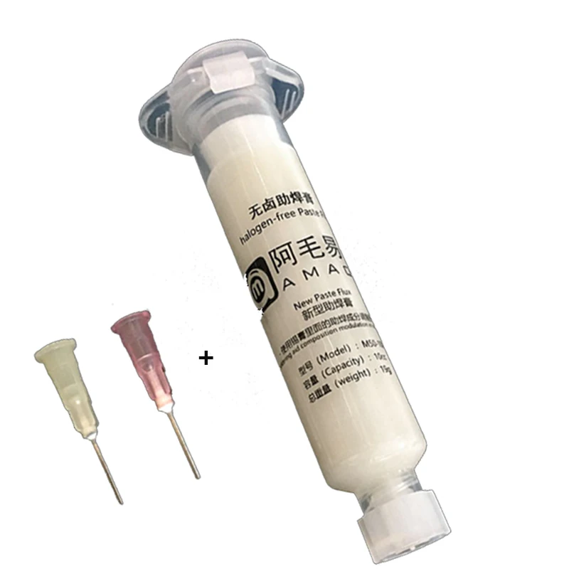 

1PCS AMAOE Solder Paste Halogen-Free Welding Oil Flux for BGA PCB Reballing Repair Soldering Paste with 2pcs syringe needles