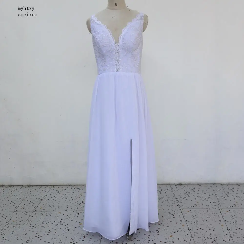 

Женское кружевное свадебное платье It's yiiya, белое платье без рукавов до пола на молнии с V-образным вырезом и рукавами-крылышками на лето 2020