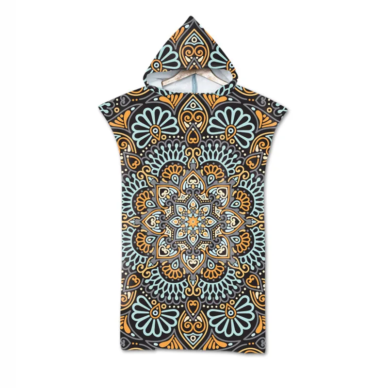 Пляжное полотенце с капюшоном из микрофибры для взрослых пончо плавания и